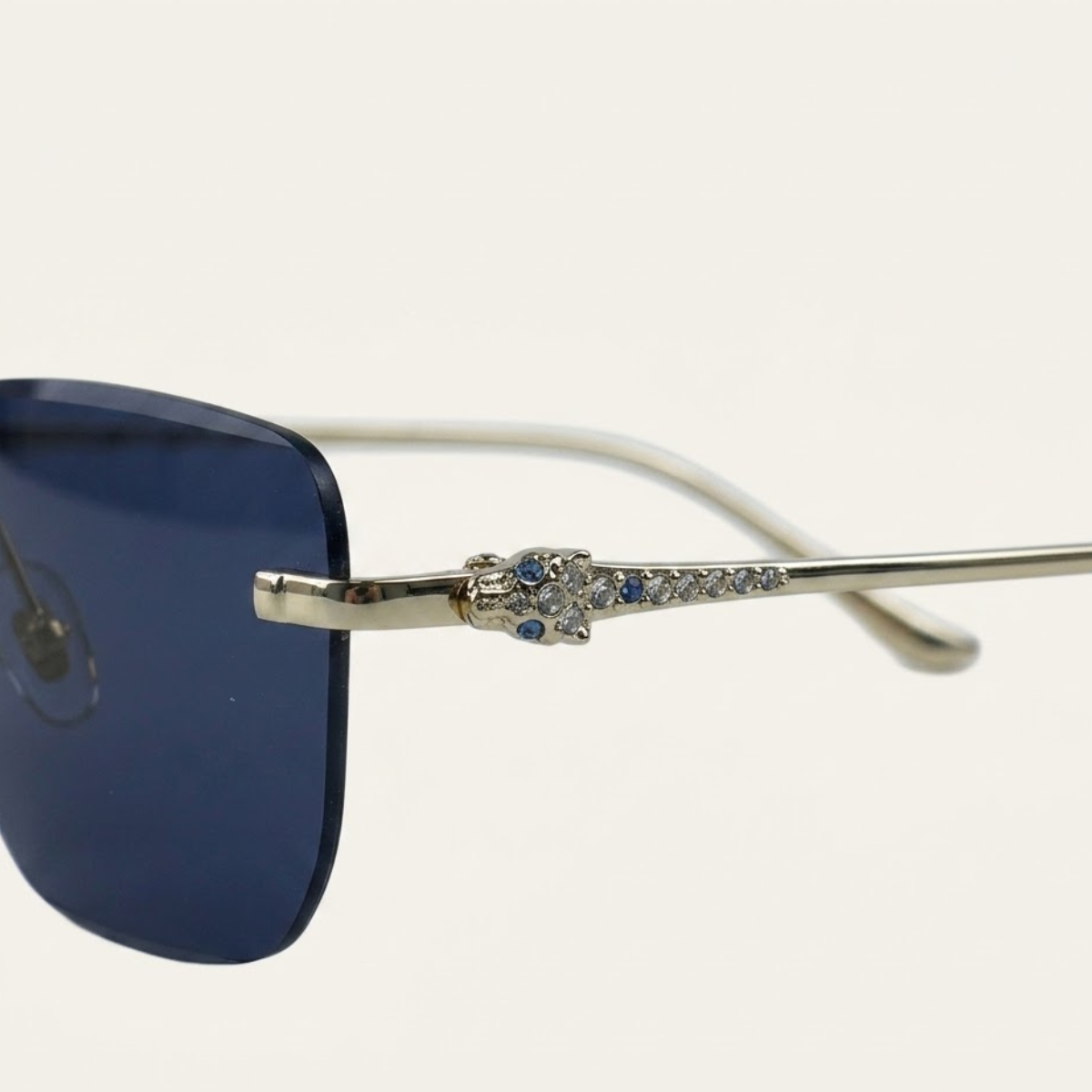 Sonnenbrille Herren Randlos Quadratisch Steinbesetzt Freizeit