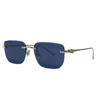 Lunettes de soleil homme sans monture, carrées, ornées de pierres, décontractées
