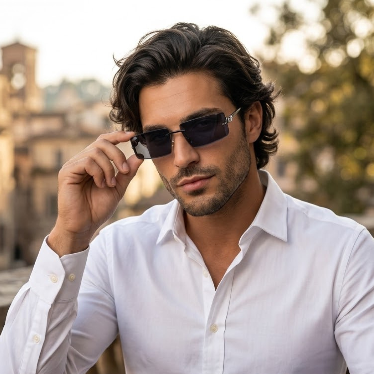 Sonnenbrille Herren Rechteckig Verstellbare Nasenpads Freizeit