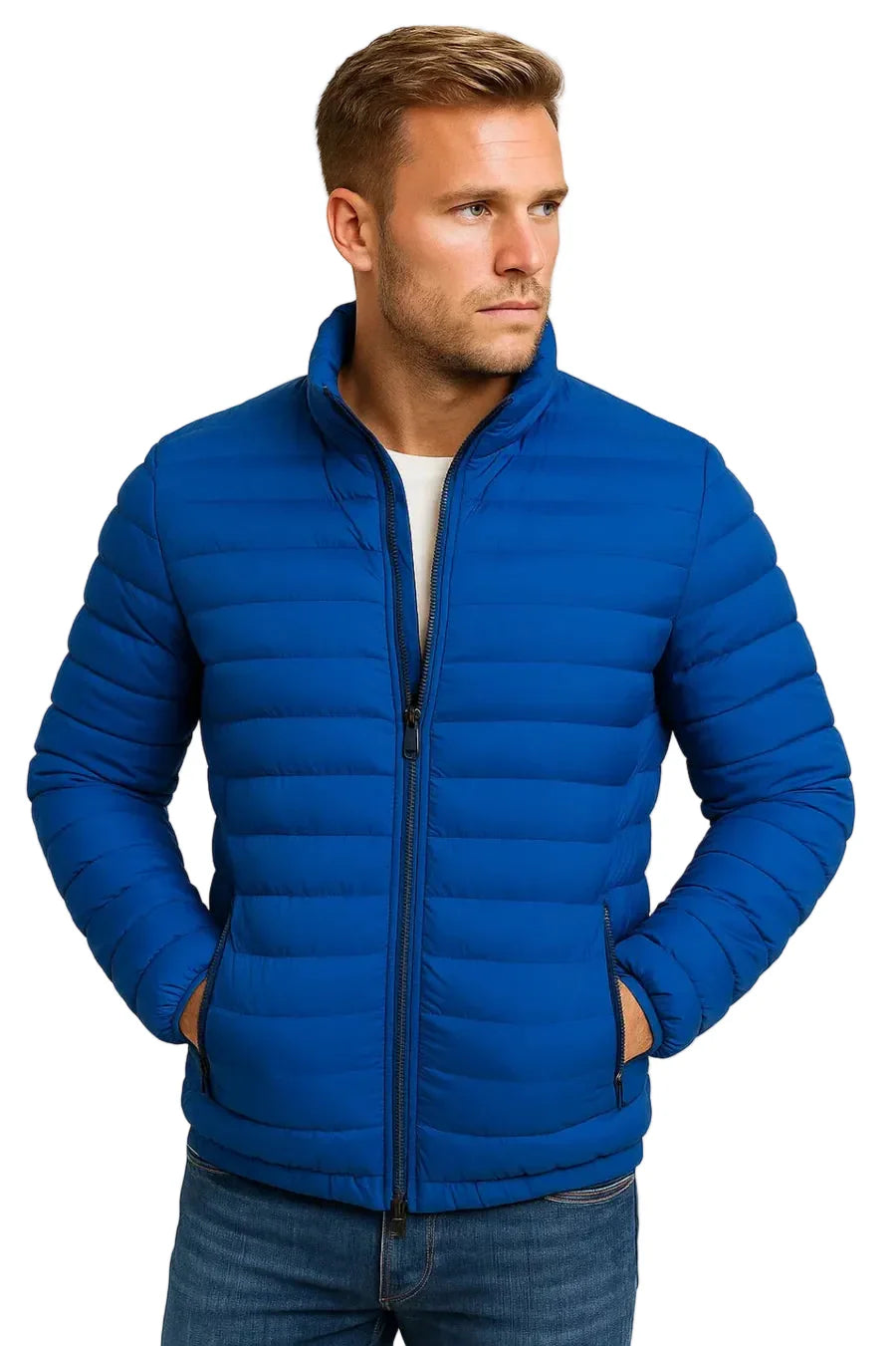 Steppjacke Herren Regular Fit Freizeit mit Stehkragen und Reißverschluss