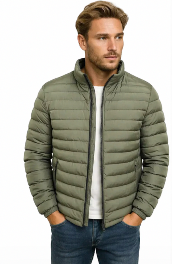 Steppjacke Herren Regular Fit Freizeit mit Stehkragen und Reißverschluss