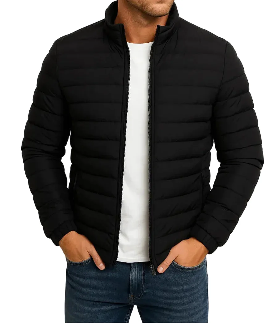 Steppjacke Herren Regular Fit Freizeit mit Stehkragen und Reißverschluss