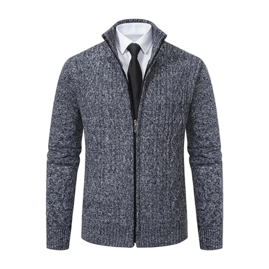 Gilet en maille pour homme Coupe droite Col montant Fermeture éclair