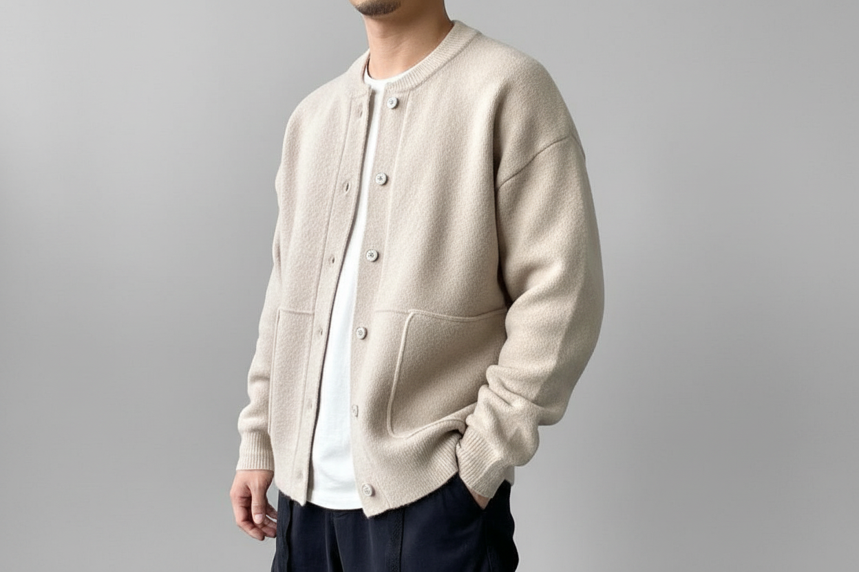 Strickjacke Herren Regular Fit Casual mit Knopfleiste Rundhalsausschnitt