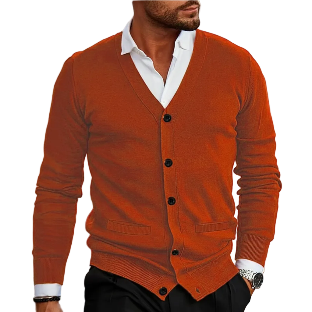 Strickjacke Herren Regular Fit Freizeit V-Ausschnitt Knopfleiste