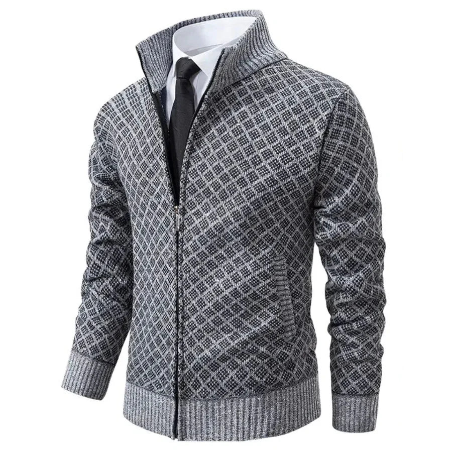 Strickjacke Herren Regular Fit Freizeit Stehkragen Reißverschluss