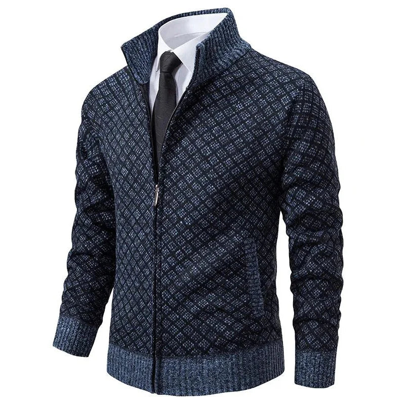 Strickjacke Herren Regular Fit Freizeit Stehkragen Reißverschluss