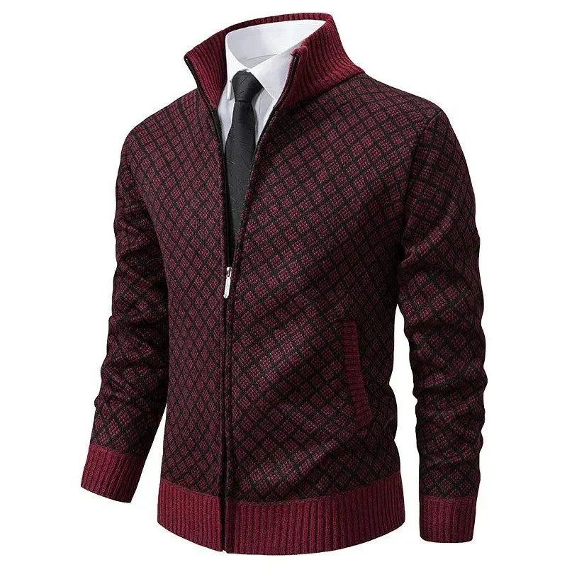 Strickjacke Herren Regular Fit Freizeit Stehkragen Reißverschluss