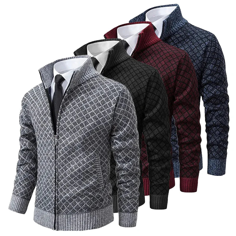Strickjacke Herren Regular Fit Freizeit Stehkragen Reißverschluss