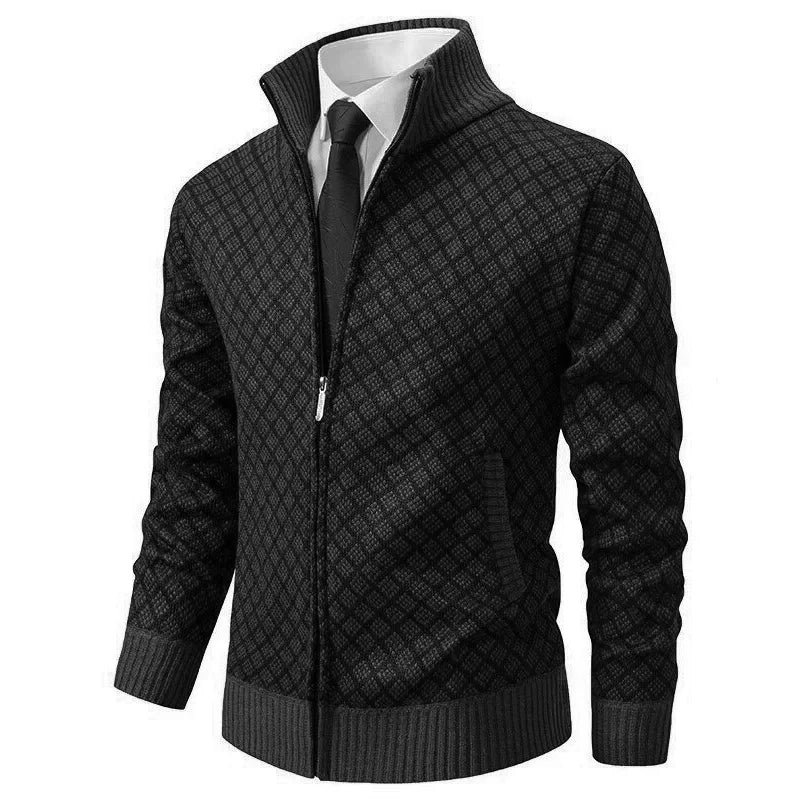 Strickjacke Herren Regular Fit Freizeit Stehkragen Reißverschluss