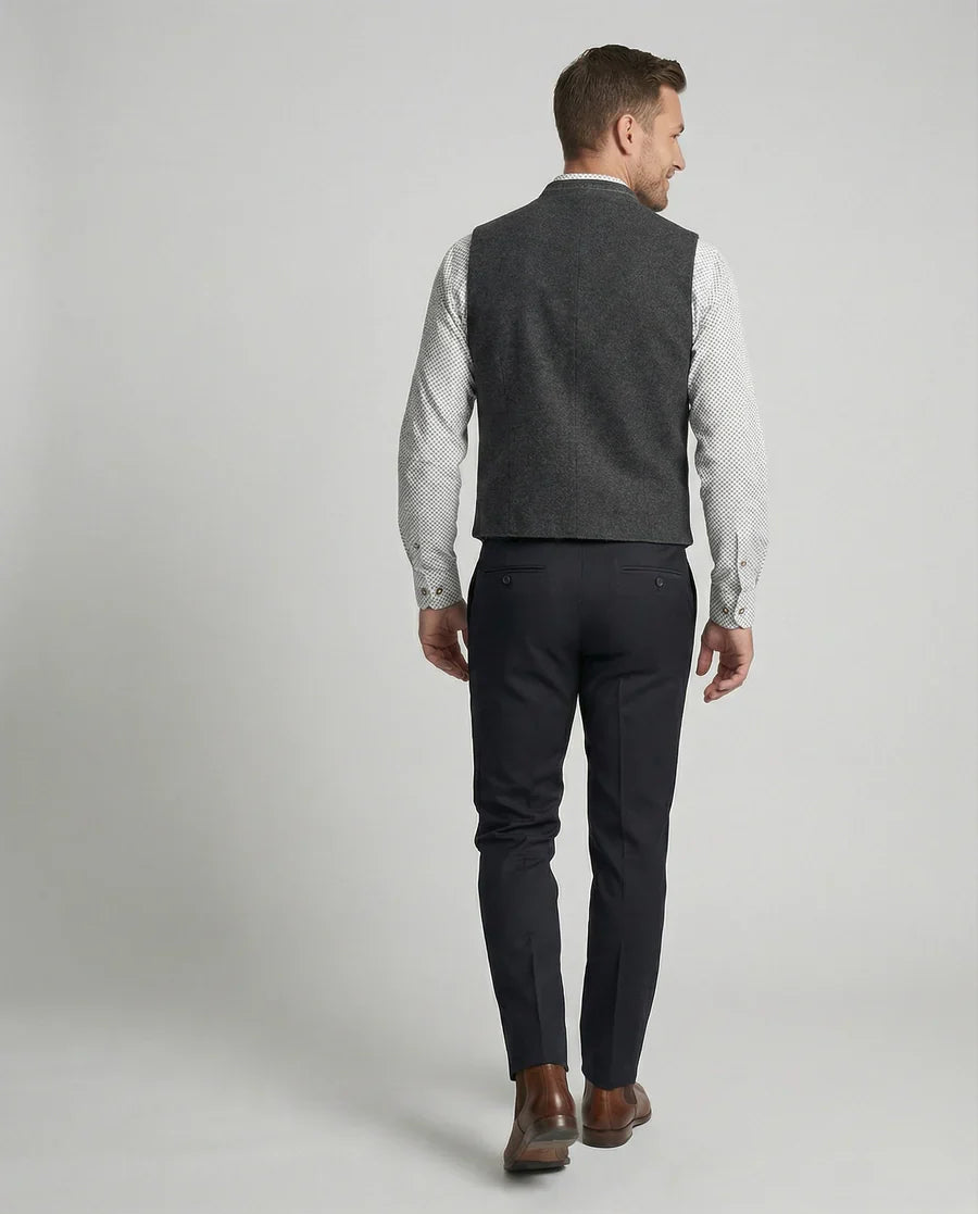 Weste Herren Regular Fit Freizeit Stehkragen Knopfleiste