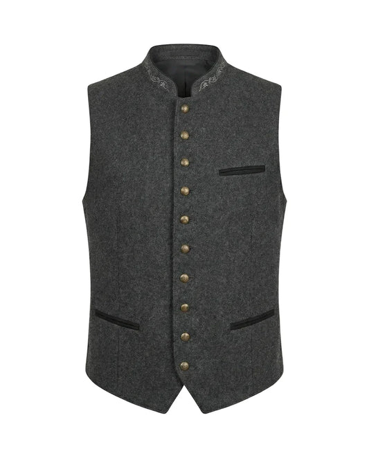 Weste Herren Regular Fit Freizeit Stehkragen Knopfleiste