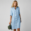 Sommerkleid Damen Relaxed Fit Sommer Casual Knopfverschluss