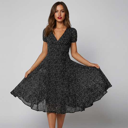 Sommerkleid Damen Luftig Casual V-Ausschnitt