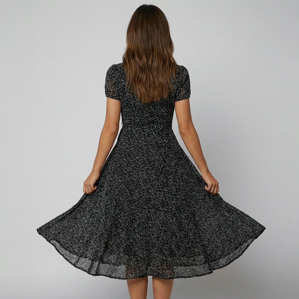Sommerkleid Damen Luftig Casual V-Ausschnitt