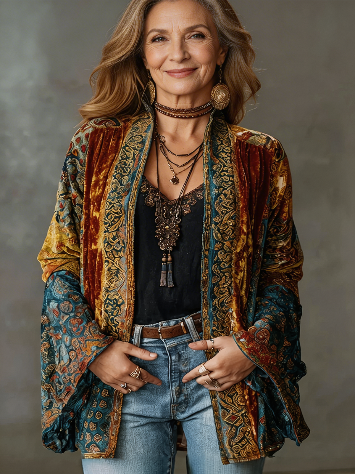 Kimono Jacke Damen Oversize Boho Freizeit