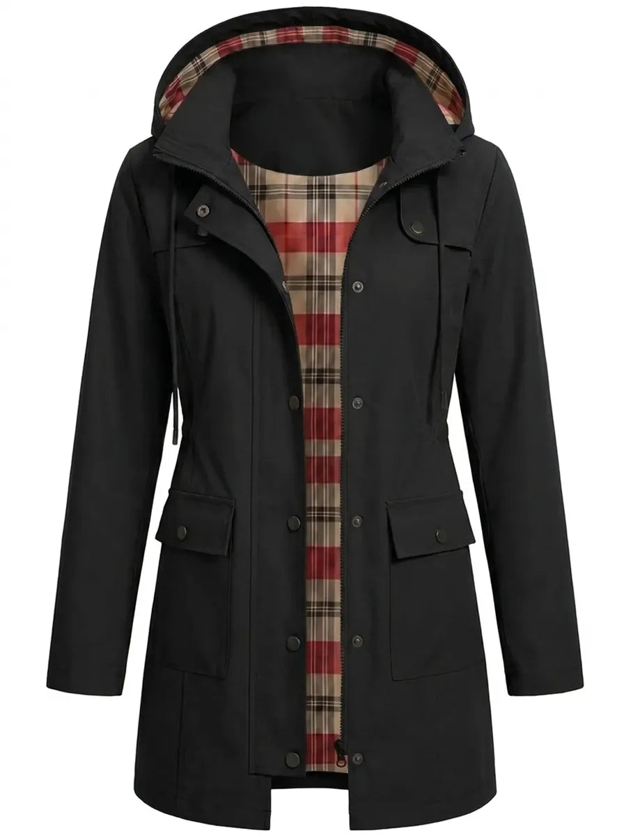 Parka Damen Regular Fit Übergangszeit mit Kapuze und Taschen