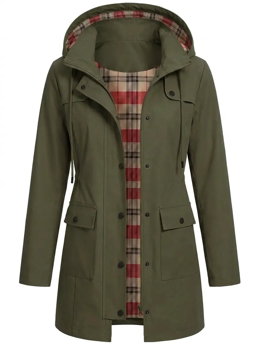 Parka Damen Regular Fit Übergangszeit mit Kapuze und Taschen