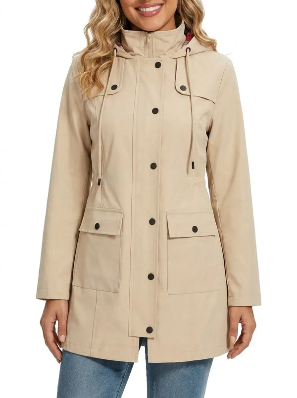 Parka Damen Regular Fit Übergangszeit mit Kapuze und Taschen