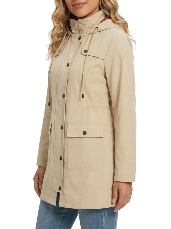 Parka Damen Regular Fit Übergangszeit mit Kapuze und Taschen