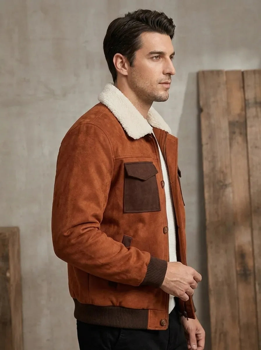 Sherpa Jacke Herren Warm Regular Fit Winter Freizeit