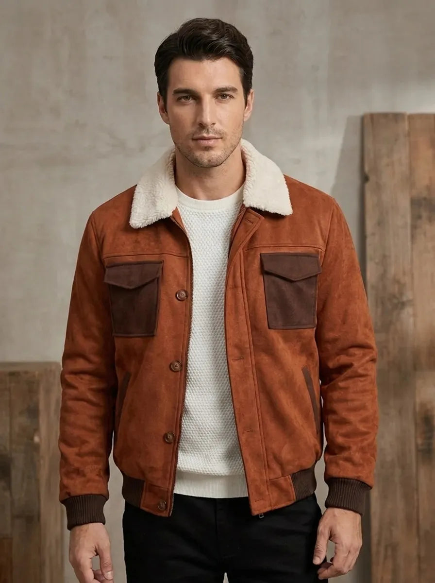Sherpa Jacke Herren Warm Regular Fit Winter Freizeit