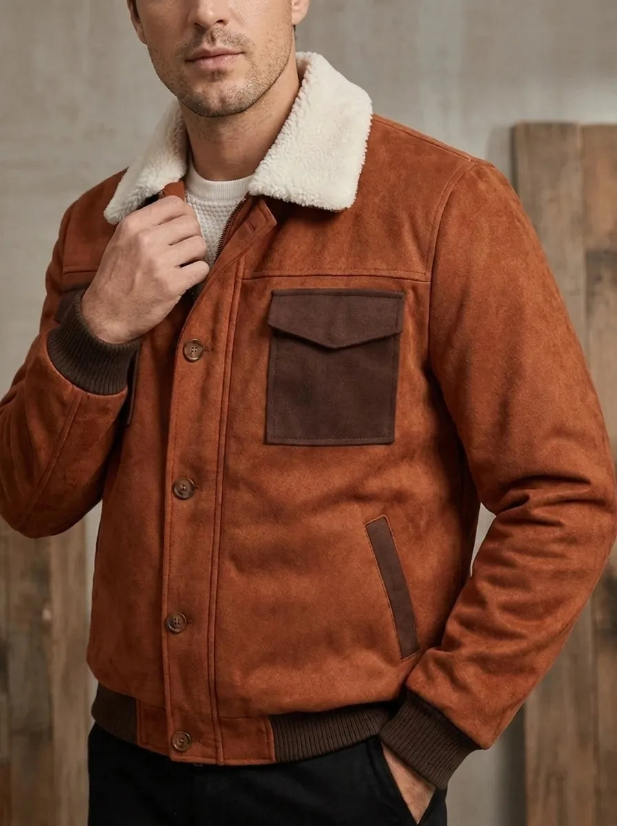 Sherpa Jacke Herren Warm Regular Fit Winter Freizeit