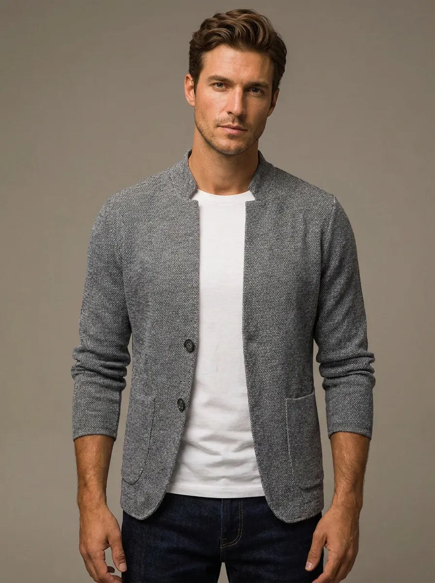 Strickweste Herren Relaxed Fit Casual Mandarinkragen