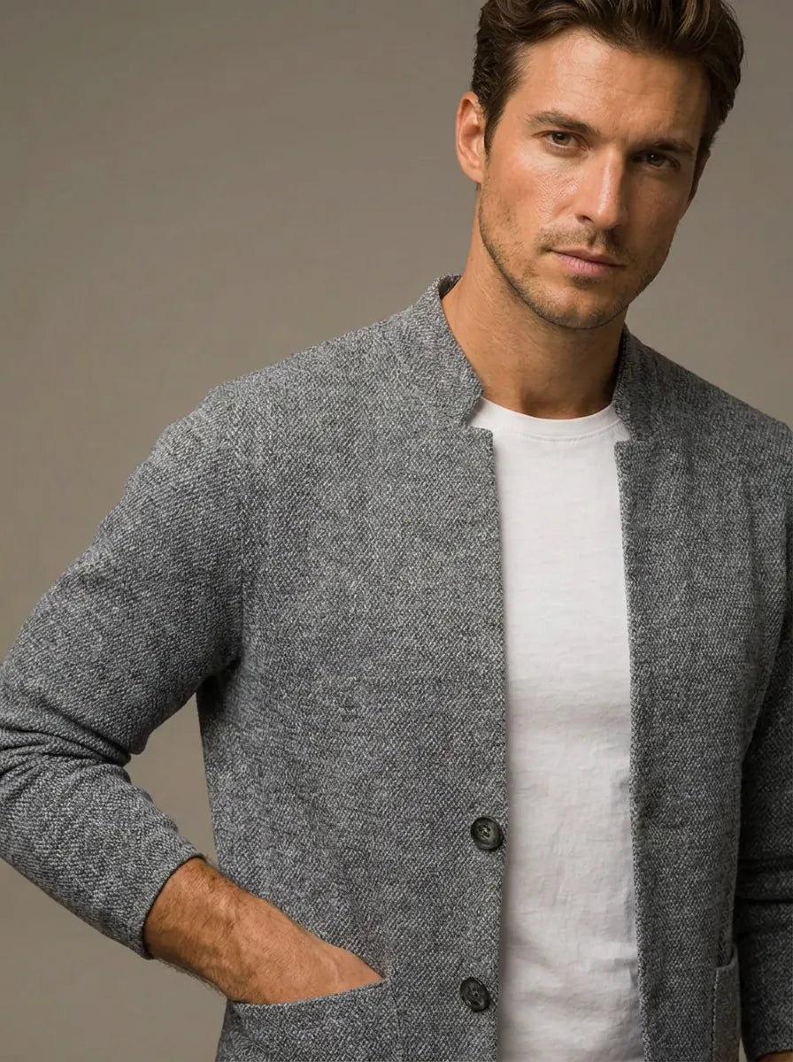 Strickweste Herren Relaxed Fit Casual Mandarinkragen