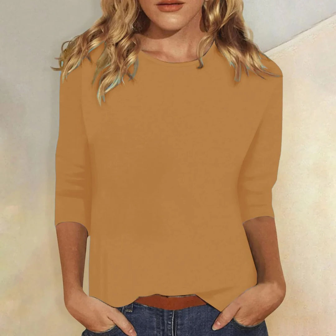 Top Damen Regular Fit Freizeit 3/4-Ärmel Rundhals