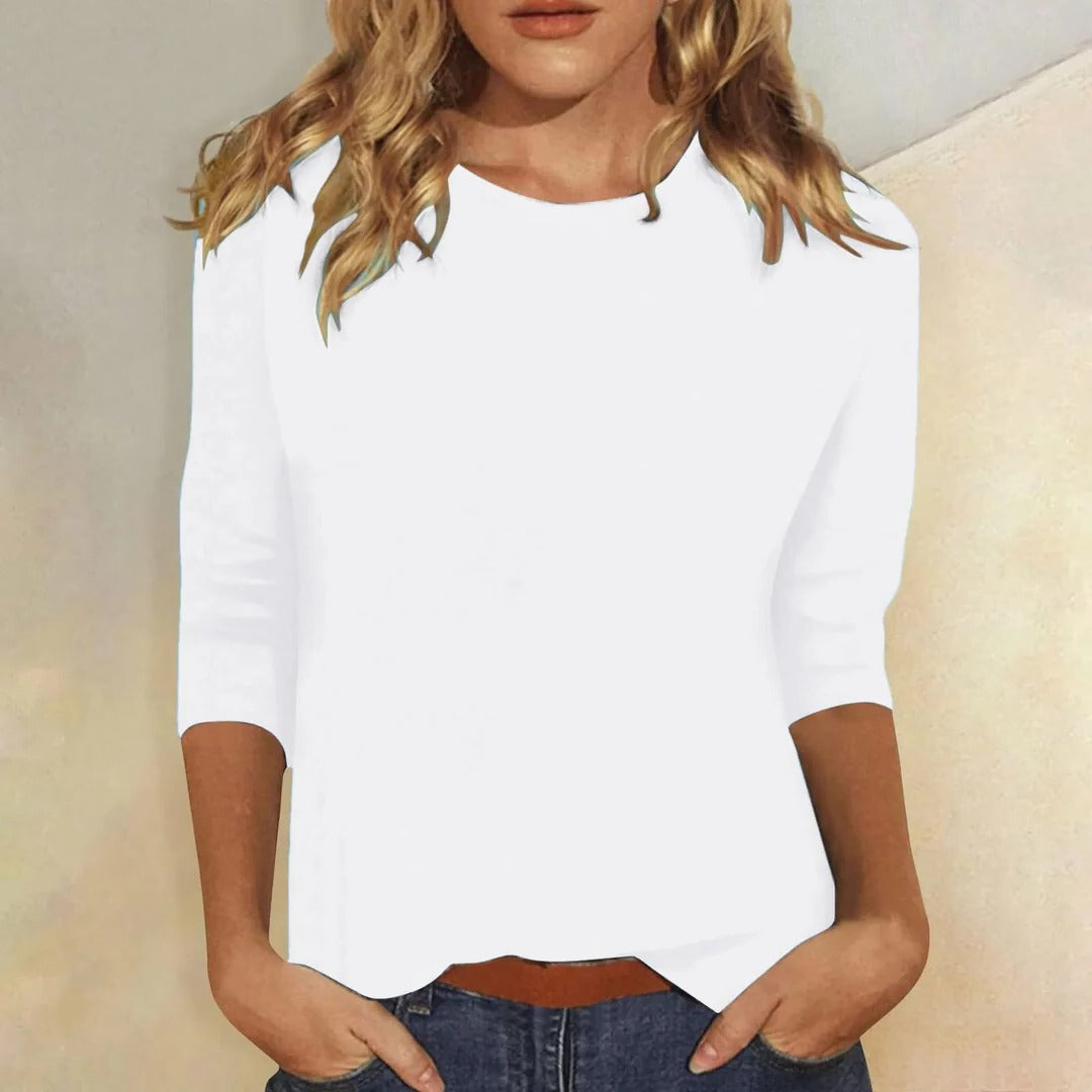 Top Damen Regular Fit Freizeit 3/4-Ärmel Rundhals