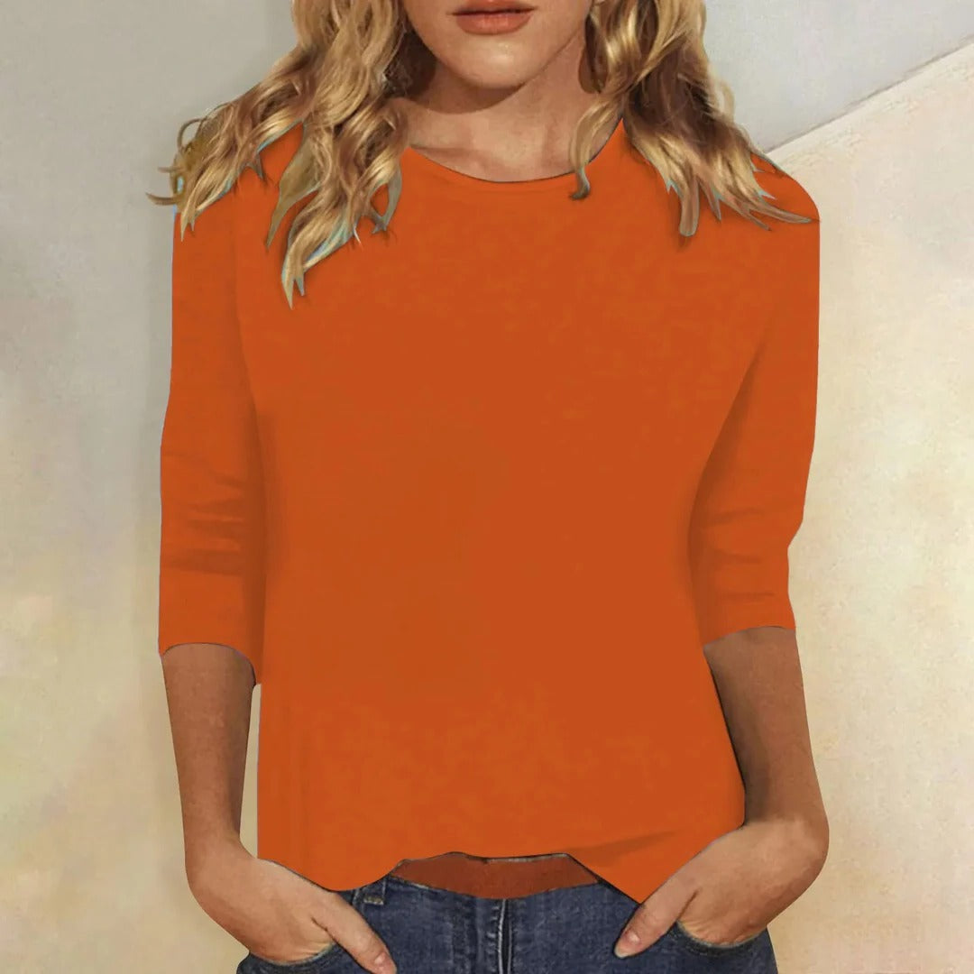 Top Damen Regular Fit Freizeit 3/4-Ärmel Rundhals