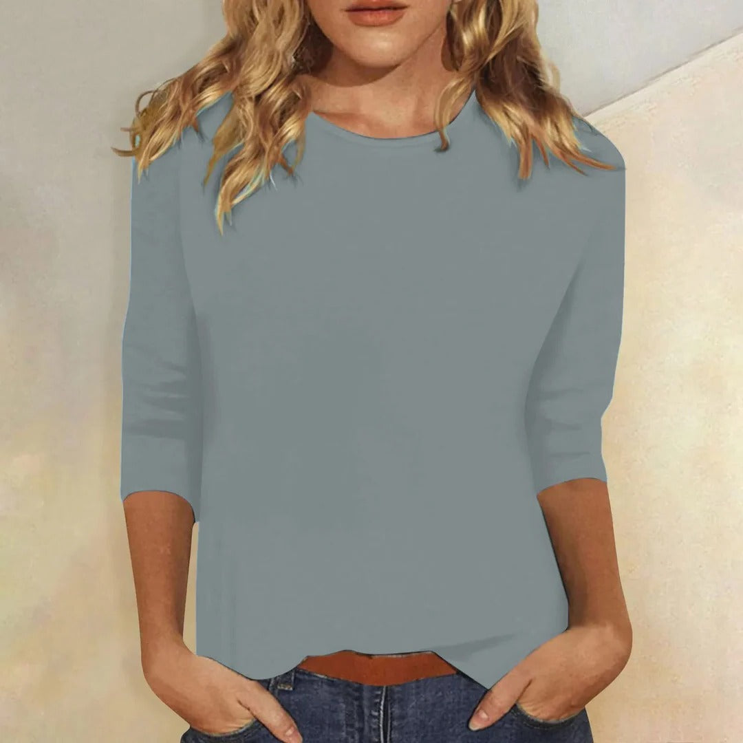 Top Damen Regular Fit Freizeit 3/4-Ärmel Rundhals