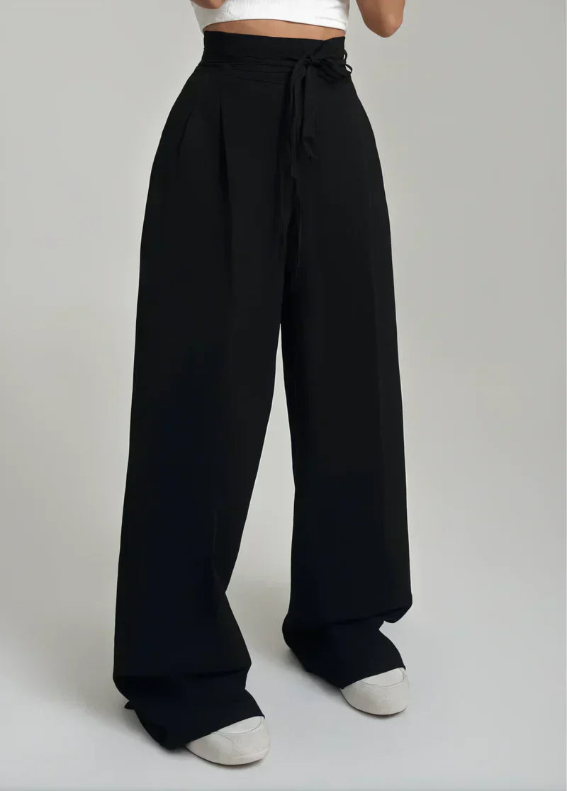 Stoffhose Damen I hochtailliert mit breitem Bein