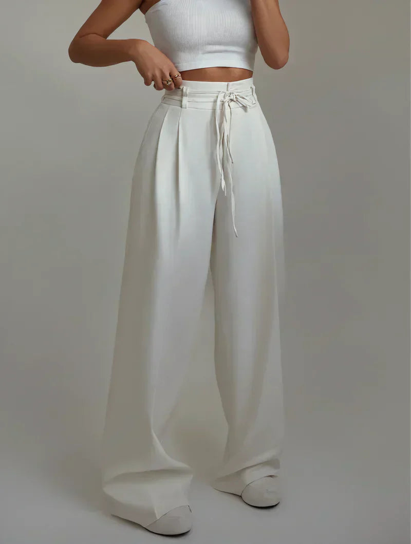 Stoffhose Damen I hochtailliert mit breitem Bein