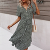 Midi Kleid Damen Leicht Sommer Casual Kurzarm