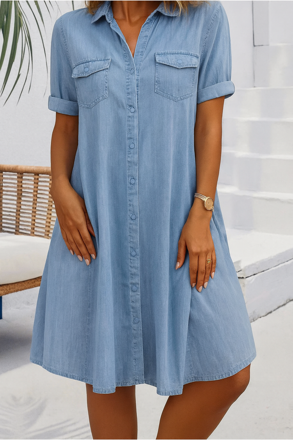 Women's Lightweight Denim Dress in a Casual, Elegant Style