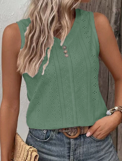 Women's Sleeveless Blouse V-Neck Casual Regular Fit Summer
