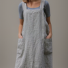 Schürzenkleid für Damen mit Taschen und Kreuzrücken-Design