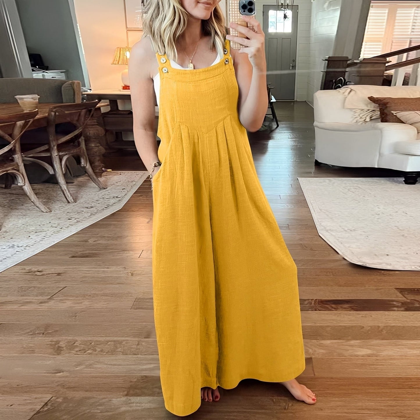 Damen Jumpsuit Weit Bein Elegant Freizeit Sommer