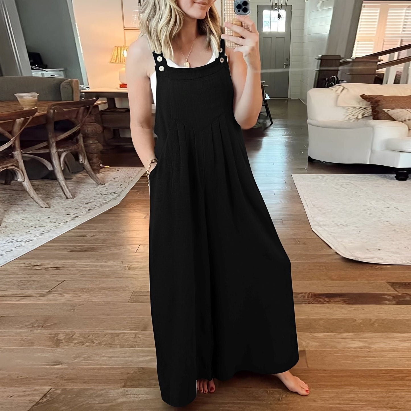 Damen Jumpsuit Weit Bein Elegant Freizeit Sommer