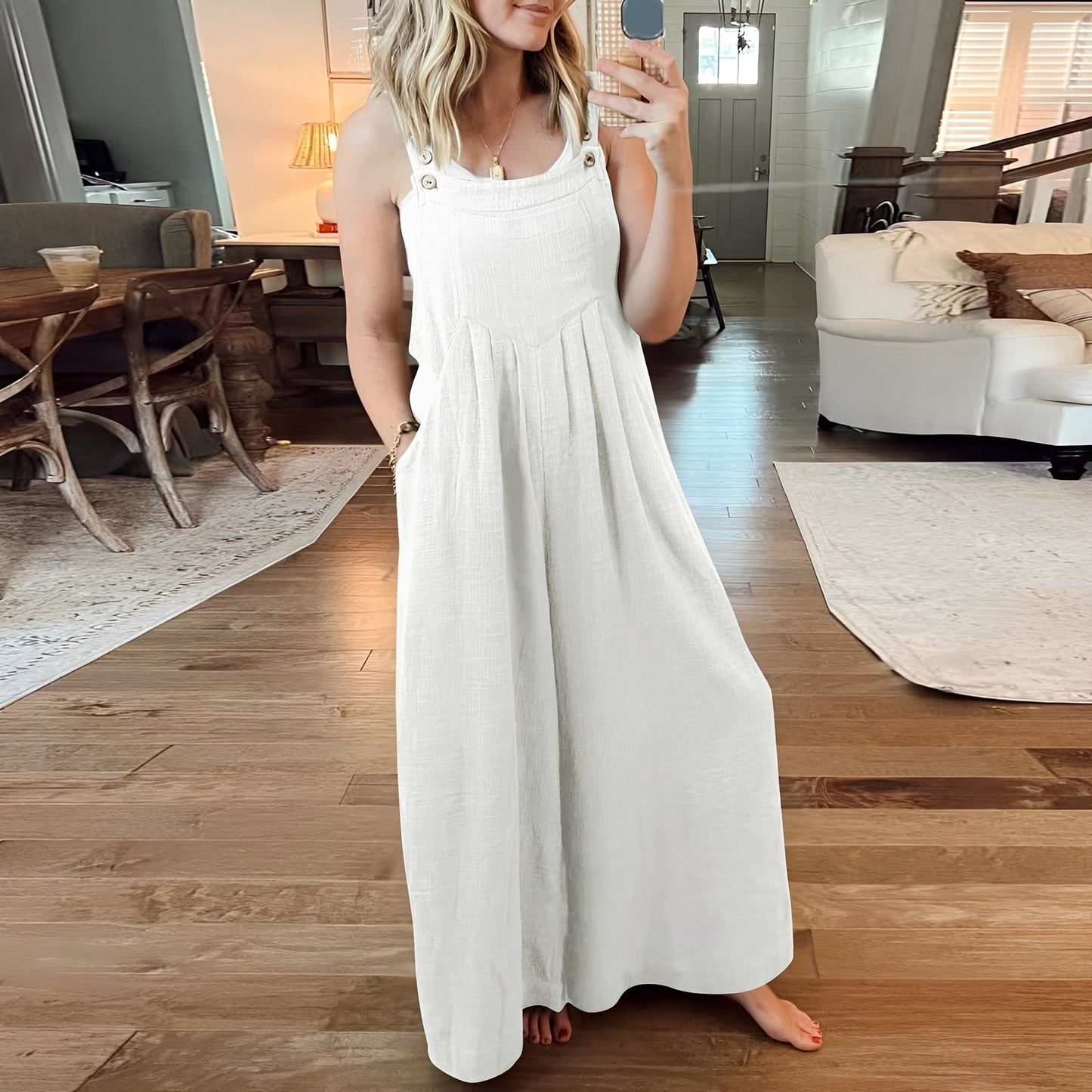 Damen Jumpsuit Weit Bein Elegant Freizeit Sommer