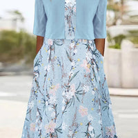 Zweiteiler Damen Floral Slim Fit Freizeit