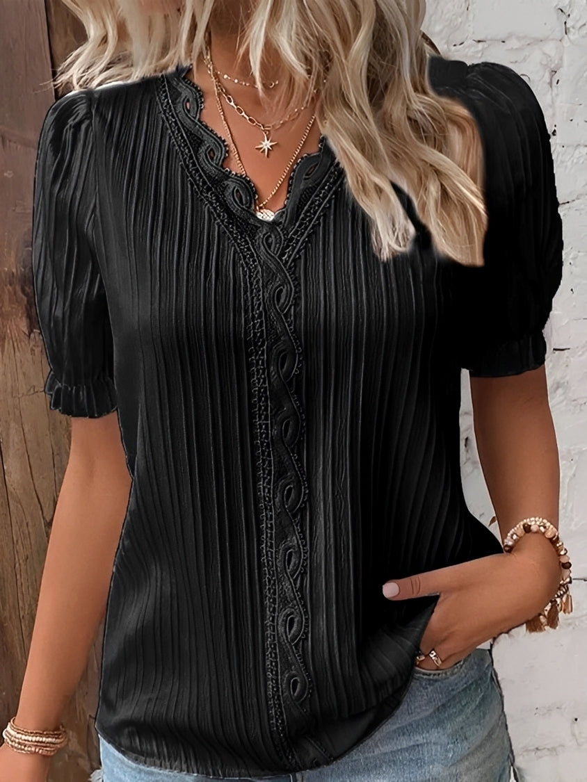 Bluse Damen Modern V-Ausschnitt Casual Regular Fit