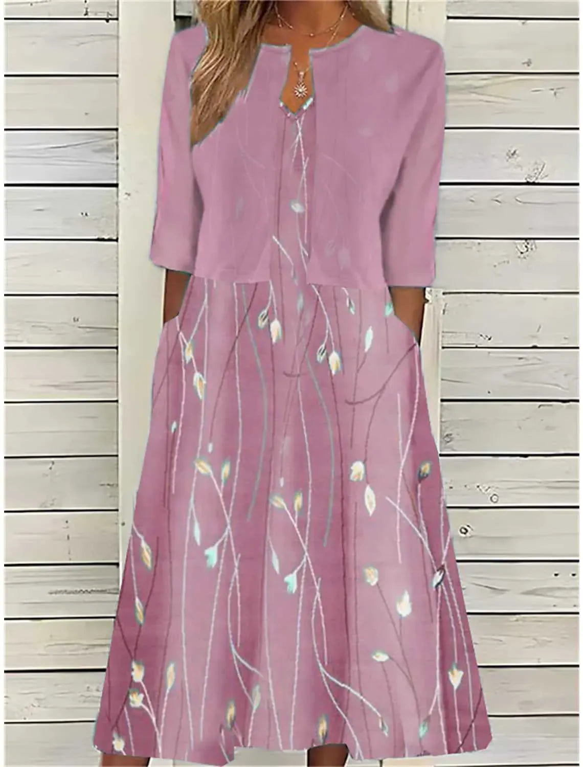Zweiteiler Damen Floral Slim Fit Freizeit
