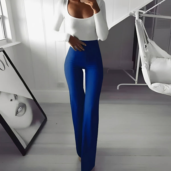 Hose Damen Elastisch Hohe Taille Ausgestellt Freizeit