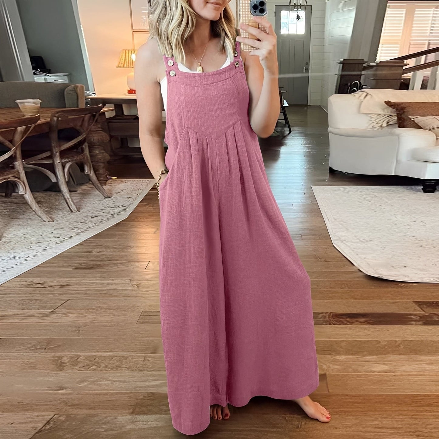Damen Jumpsuit Weit Bein Elegant Freizeit Sommer