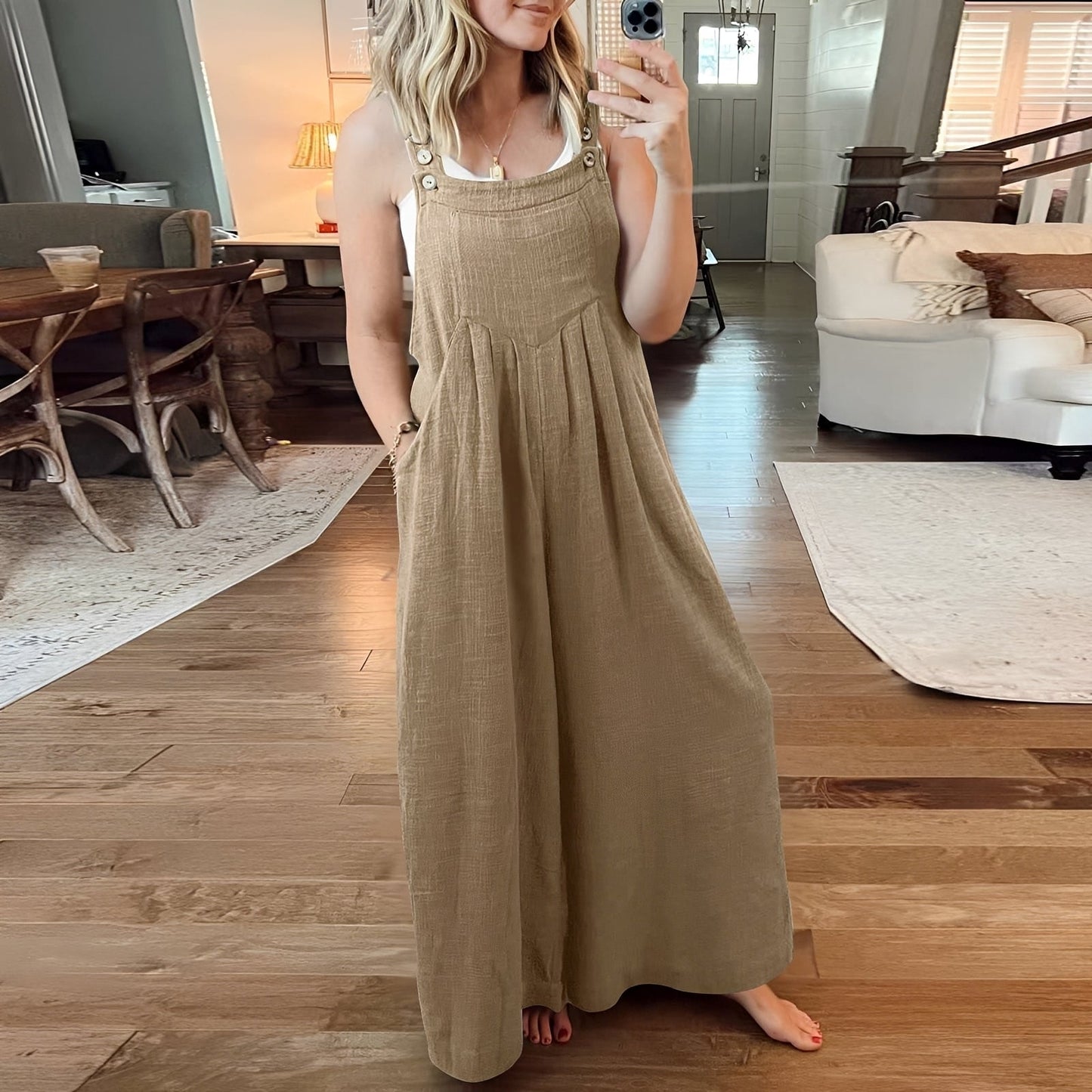 Damen Jumpsuit Weit Bein Elegant Freizeit Sommer