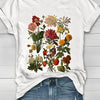 T-Shirt Damen Elegant Vintage Blumenmuster Freizeit