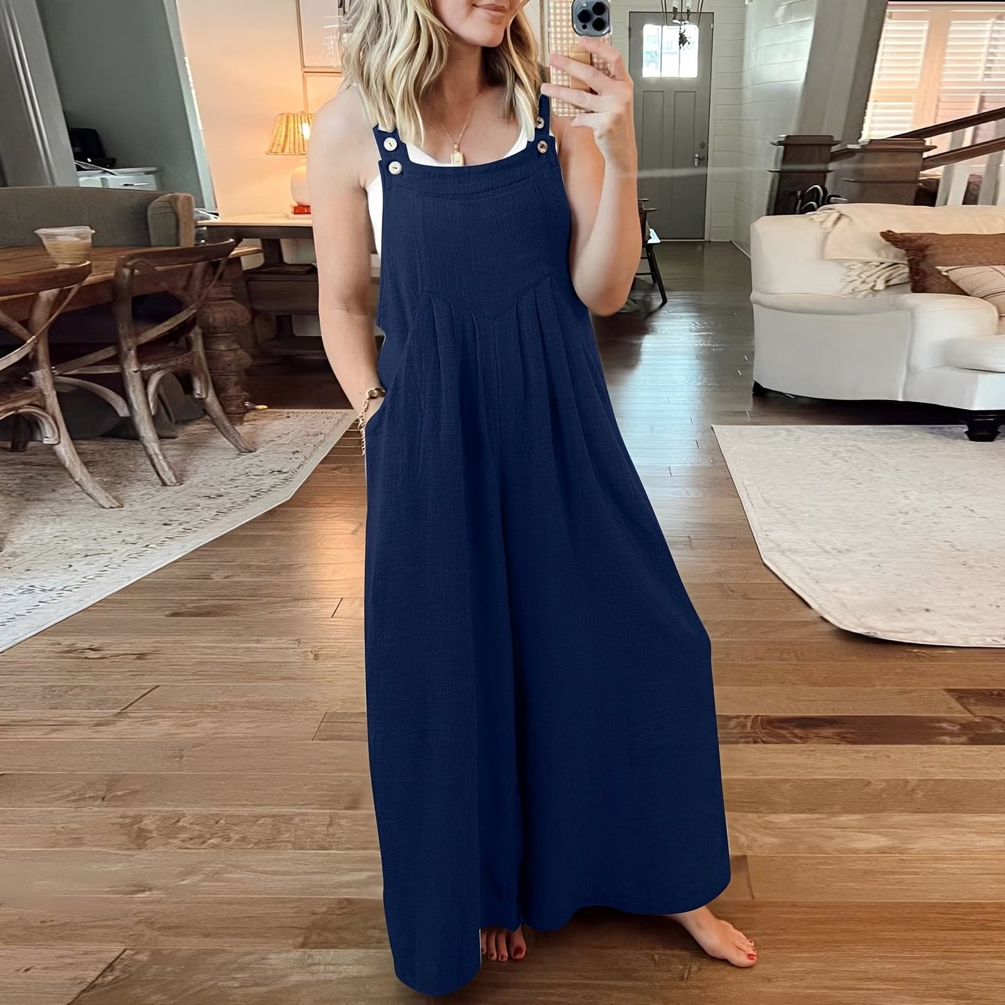 Damen Jumpsuit Weit Bein Elegant Freizeit Sommer